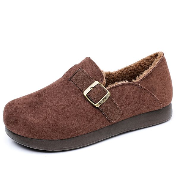 Women's Winter Snow Boots Slip-On Faux Suede Fur-Lined Comfortable Casual Shoes Non-Slip Warm Flat Shoes_vogvips.com
