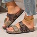 plus Size Women's Open Toe Sandals With Cross Belt Buckle Studded Detail For Outdoor Summer New Style_vogvips.com