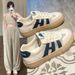 Niche Design Mesh Sports Shoes Women's Moral Training Board Shoes Trendy Thick-soled White Shoes_vogvips.com