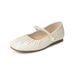 Flat Mary Jane Shoes Women's One-word Belt Inner Height Increase Single Shoes Silver Pleated Evening Women's Shoes_vogvips.com