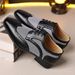 HPIOPL Men's Brogue Loafers - Classic Houndstooth Pattern, Breathable Casual Dress Shoes For Business & Leisure_vogvips.com
