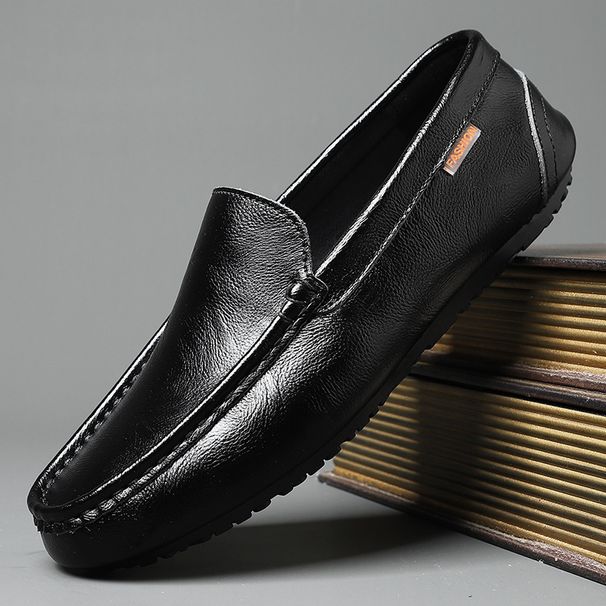 Genuine Leather Men Casual Shoes Luxury Brand Soft Mens Loafers Moccasins Breathable Slip On Black Driving Shoes Plus Size_vogvips.com
