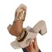Women's Peep-Toe Slide Sandals – Stylish Casual Low-Heel Sandals With Metallic Accents Casual, Low Heeled, Metal Buckle, Niche Style Sandals_vogvips.com