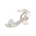 Plus Size French Niche Pearl High Sandals For Women Summer 2024 New Medium Thick Heel Crystal Fairy Style Ins Trend_vogvips.com