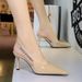 A European And American Style Pointed Toe Hollow Rhinestone Back Strap Single Shoes Thin Heel Women Shallow Mouth_vogvips.com