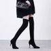 Women's Knee-High Stretch Boots - Chunky Heel & Faux Suede Over-The-Knee Boots With Plush Lining | Pointed Toe & Slouchy Silhouette For Fall/Winter_vogvips.com