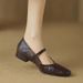French Style For Spring 2025, New Square Toe Mary Jane Sho, Low Heel Flat Bottom Casual High Heels, Women's Single_vogvips.com