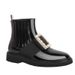2024 Fall/Winter R Brand New Rhinestone Metal Square Buckle Thick-Soled Ankle Versatile Korean Style C Helsea Boots_vogvips.com