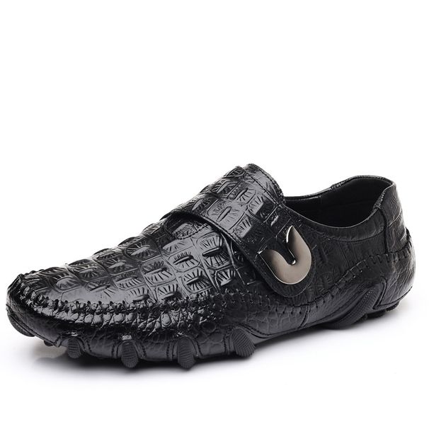 Euro Step Plus Size 2025 New Genuine Cowhide Crocodile Pattern Loafers Men's High-end Leather Shoes_vogvips.com