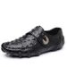 Euro Step Plus Size 2025 New Genuine Cowhide Crocodile Pattern Loafers Men's High-end Leather Shoes_vogvips.com