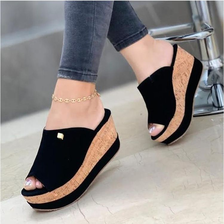 SHLIANG Women Summer Peep Toe Wedges Heeled Sandals Platform Shoes Casual Ladies Outdoor Slippers Beach Shoes Fashion Slides Sandalias S0038_vogvips.com