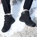 Men's Winter Snow Boots – Waterproof Fleece-Lined Rubber Sole Shoes, Slip-Resistant & Warm Outdoor Boots For Harsh Weather_vogvips.com