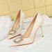 3391-K32 Sexy Slimming Banquet High Heels, Serpentine Pattern Lacquer Leather, Shallow Mouth Pointed Water Diamond_vogvips.com