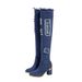 Denim Over-the-Knee Hollow Out Slimming Sexy Chunky Heel Long For Women, High Tube Boots_vogvips.com