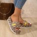 Women's plus Size Platform Slippers Lightweight Beach Sandals with Metal Buckle Embroidered Detail for Outdoor Wear_vogvips.com