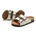 RUIZUSTOCK Unisex Classic White Double Buckle Cork Sandals PU Leather For Indoor And Outdoor_vogvips.com