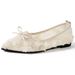 A Pair Of Pointed-toe Comfortable Flat Women's Shoes, Decorated Bows And Sweet Lace Mesh, Suitable For Pairing With_vogvips.com