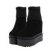 222-16 Autumn Winter Fashion Thick-Soled Martin 14CM Wedge Women's Height-Increasing Short Knitted Mouth Platform Boots_vogvips.com