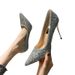 MTX Silver High Heels Pointed Toe Sexy Stiletto French Style Gold Sequin Wedding Single Shoes Women 2025 Spring New Model_vogvips.com