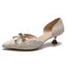 2025 New Summer Women's Fashion High Heel Stiletto Fairy Style Mid Heel Pointed Toe Closed Toe Hollow Single Shoes_vogvips.com