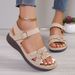 Summer Women Floral Decor Wedge Sandals Adjustable Buckle Hollow Out Non-Slip Sole Daily Beach Casual Walking Shoes_vogvips.com
