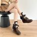 Women's Shoes Cowboy Boots Shoes Niche Height Enhancing Lace Up Boots For Women New Slimming Street Blasting Boxing Boots Genuine Leather Desert Boots_vogvips.com