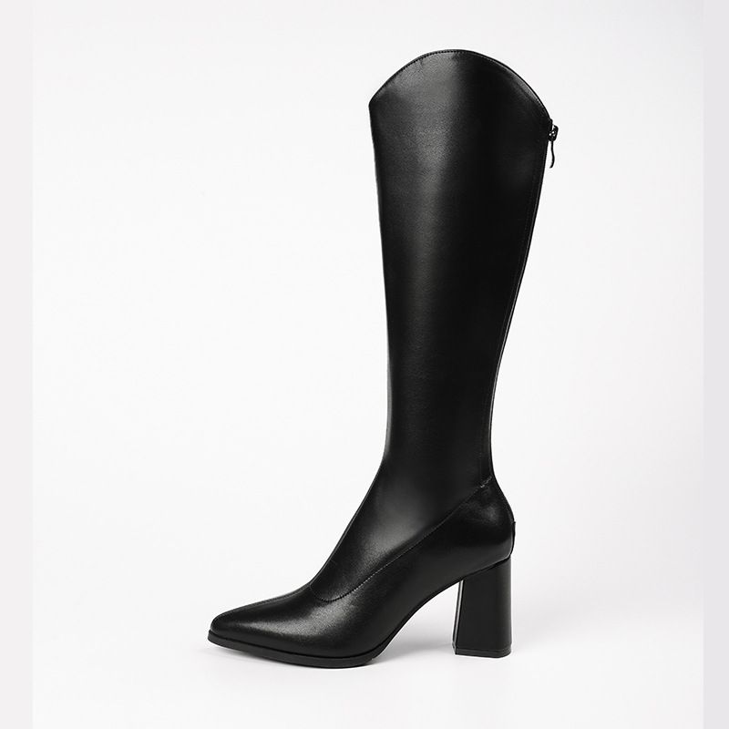 A6991-2 Knight For Women, High V-Mouth White Thick Leg Large Tube Circumference Boots, Over-the-Knee Long Boots_vogvips.com