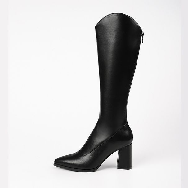 A6991-2 Knight For Women, High V-Mouth White Thick Leg Large Tube Circumference Boots, Over-the-Knee Long Boots_vogvips.com