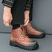 Men's Shoes Thick Soled Height Increasing Martin Boots Men's Simple Slip On Short Boots Rubbed Color Retro British Leather Boots_vogvips.com