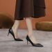 Size 32-45 Genuine Leather 2026 New French Pointed-toe High-heeled Shoes, Black, Elegant Work, Wide-foot Stiletto Single_vogvips.com