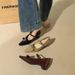 761-H130 Mary Jane With Internal Height Increase, Pointed Toe, Patent Leather, Rhinestone Bow, Elegant Commuter Shoes_vogvips.com