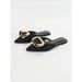 Pointy Flat Shoes Female Minority Retro Metal Round Buckle A Slip-on Bao Head Slippers Female Wearing Sandals_vogvips.com