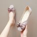 Women's Summer Bowknot Flats, Flat Square-Toed Shallow Slip-On Loafers, Elegant Gentle Shoes For Spring And Autumn_vogvips.com