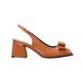Patent leather bow bun back empty women's sandals square head chunky heels Burgundy high heels_vogvips.com