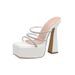 New 15cm Ultra-high Heel Sandals For Women, Summer Chunky Heel, Thick-soled Waterproof Platform, Outdoor Wear,_vogvips.com