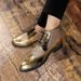 High-top Sequin Casual Shoes For Men, Spring And Autumn New Pointed Lace-up Brogue Business Shoes, Hairstylist Leather_vogvips.com