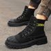 European Warm Series Men's Spring And Autumn New Breathable Outdoor Hiking Martin Boots Thick Sole Non-slip Camping High-top Canvas Work_vogvips.com