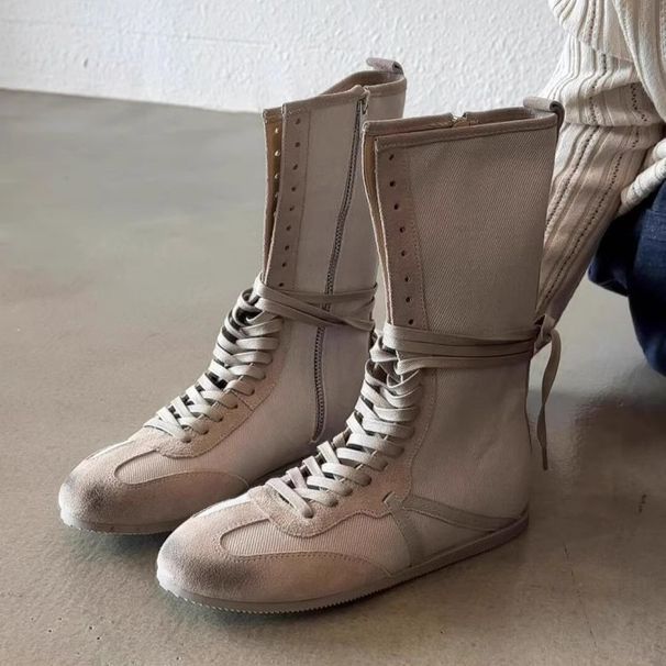 Women Boxing Boots ~Lace-Up Martin 2025 New Fashion Flat Sole German Training Stylish Boxing Casual Ankle Boots_vogvips.com