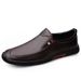 Cross-border Couple's Loafers, Slip-on Flat Driving Leather Sho, Spring Low-cut Large-size Cowhide Busins Casual_vogvips.com