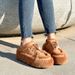 Women's Shoes Sheepskin And Fur Integrated Single Shoes Autumn And Winter New Genuine Leather Lambskin Casual Versatile Lace Up Two Wear Fur Slippers_vogvips.com