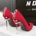Korean Fashion Pointed High Heeled Nightclub Sexy Metal Heel Singles Stiletto Bowknot Women S Shoes_vogvips.com