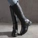 Women's Shoes Large Size Solid Color Motorcycle Boots Women Autumn And Winter New Round Head Double Zipper Thick Heel Low Heel High Leather Boots_vogvips.com