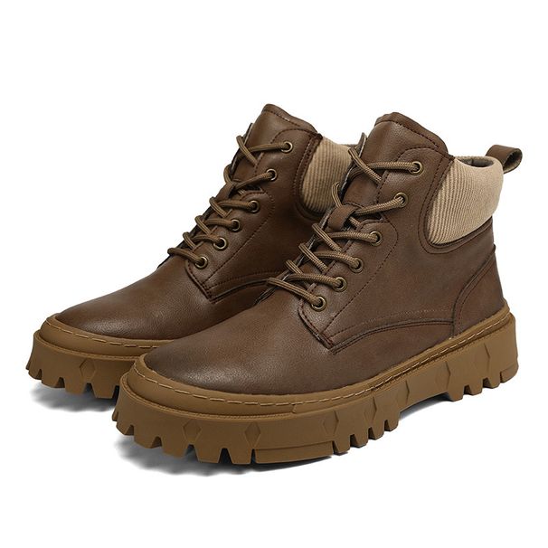 Light Luxury Men's Martin Boots Retro Medium Help Light Luxury Outdoor Non-slip Tooling Boots Leather Boots Men's Shoes_vogvips.com