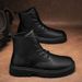 European Warm Series 2025 New Spring Side Zipper Black Martin British Style Motorcycle Leather Boots High Top Workwear Men's Shoes_vogvips.com