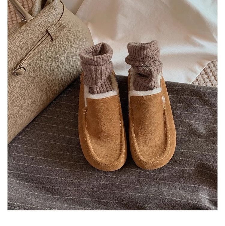 Square Round Head Thick Sole One Pedal Mao Mao Le Fu Doudou Shoes_vogvips.com