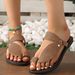 Summer Retro Flat Sandals For Women Toe-Up Beach Style Plus Size Suede PU Brown Rubber Sole European And American_vogvips.com