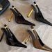 Spring Mini Gold Bar Sandals, Low Cut Square Toe, Patent Leather, Open Side Toe, High Heel, Metal Buckle, Pointed Toe, Fashionable Women's Shoes_vogvips.com