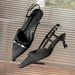 Lace Stiletto High-heeled Shoes Women, New Backless Pointed-toe Sandals, Medium Heel, Nude Color, Comfortable For The_vogvips.com