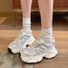 Street Blasting Thick Soled Dad Shoes For Women 2024 New Summer Mesh Breathable Lightweight Height Increasing Popular Casual Sports Shoes_vogvips.com