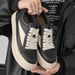 Street Style Black Casual Sports Shoes, Fashionable Skateboarding Comfortable Platform Men's Sports Shoes_vogvips.com